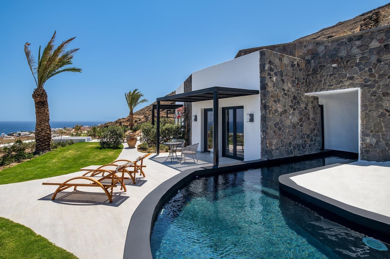 Palm Island Suites – Privézwembad met ligbedden, Imerovígli