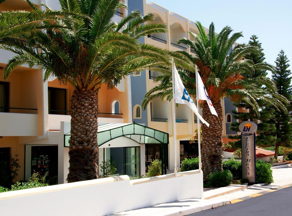 Electra Beach – Ingang met palmen, Karpathos-Stad