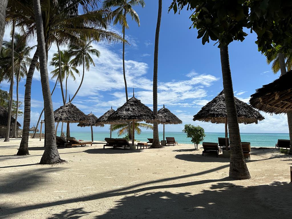 Ndame Paje – Strand met parasols, Paje