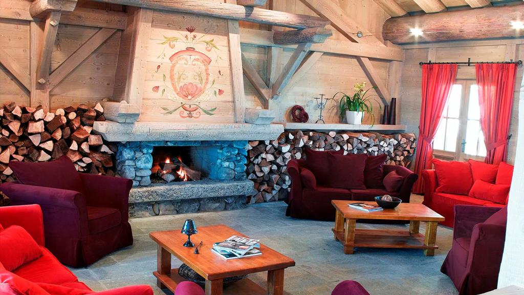 Residence CGH Le Hameau du Beaufortain – Lounge met haard, Les Saisies