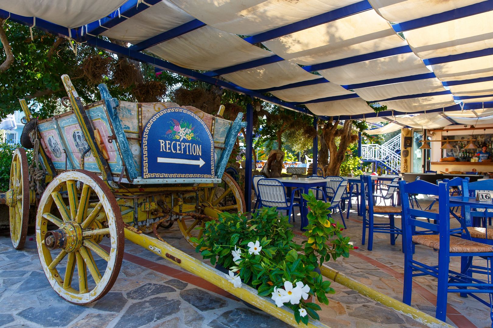 Filoxenia Hotel - Apartments – Terras met kar, Theologos