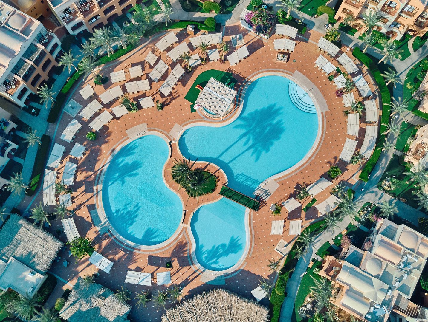 JAZ Makadi Saraya Resort – Zwembad vanuit de lucht, Makadi Bay