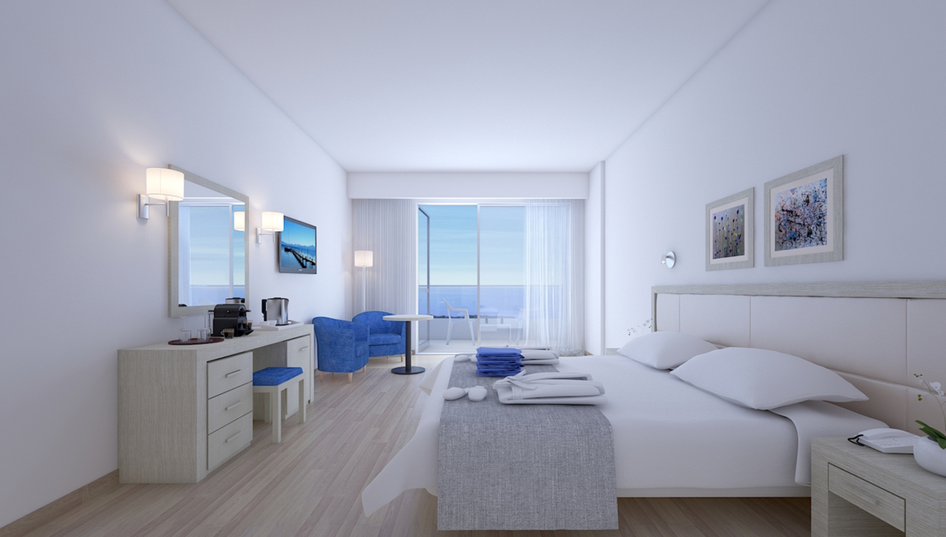 The Golden Coast Beach Hotel – Slaapkamer met zeezicht, Protaras
