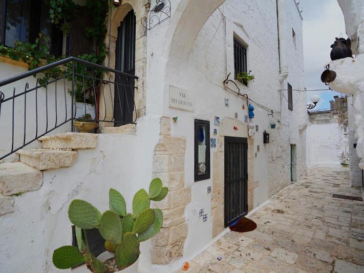 GH Dimora Sant'Anna – Wit steegje met cactus, Carovigno