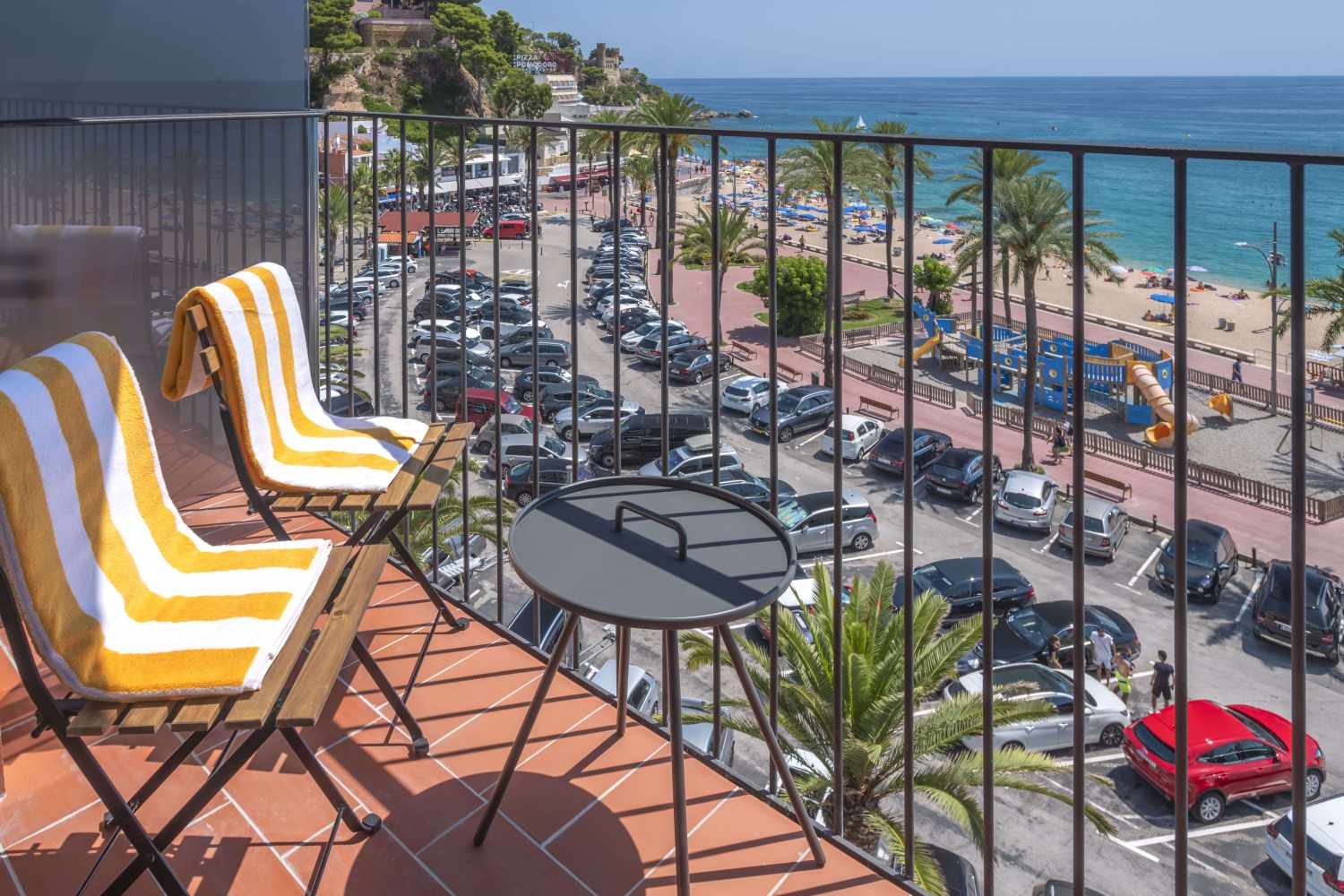 Hotel GHT Miratge – Balkon met strandzicht, Lloret de Mar