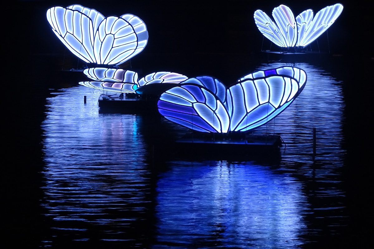 Lichtkunst op de grachten tijdens het Amsterdam Light Festival